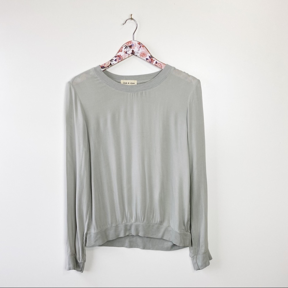 CLOTH & STONE Sage Green Long Sleeve Top Blouse Medium